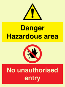 Danger Hazardous area
No unauthorsied entry